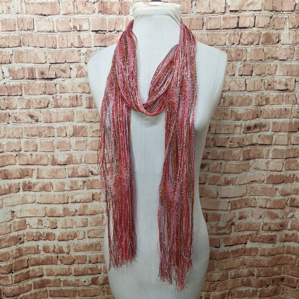 Pink Shimmery Metallic Scarf 86 in Long 14 in Wide